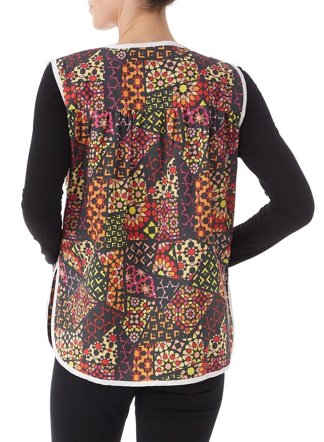 AmeriMark Easy-Care Snap Front Cobbler Aprons Vest with Two Patch Pockets Black Patchwork 1X - Image 3