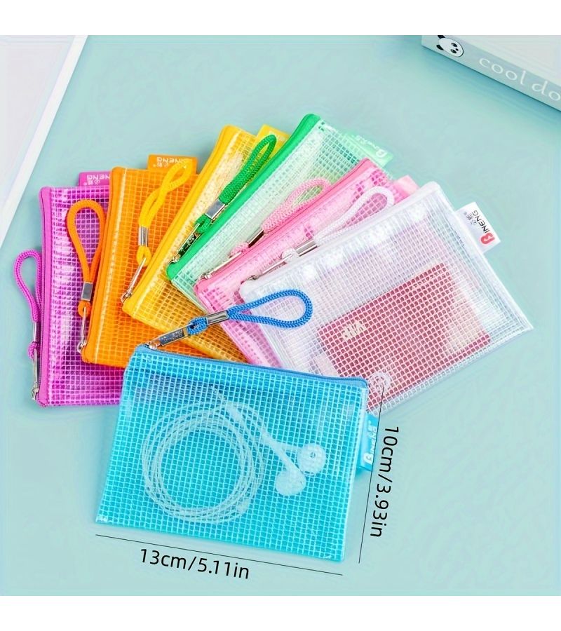 Green Mini Transparent PVC Pouch Coin Purse Card Holder Earphone Case Key Organizer Office File Storage Bag - Image 3