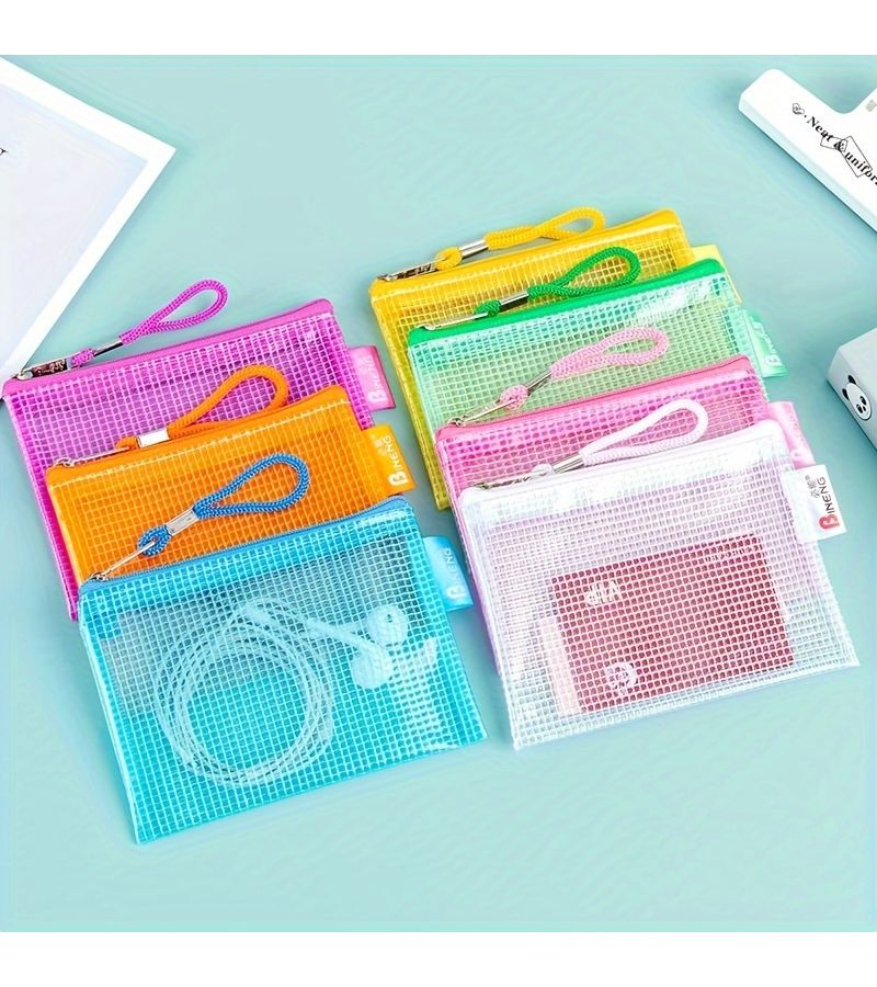 Green Mini Transparent PVC Pouch Coin Purse Card Holder Earphone Case Key Organizer Office File Storage Bag - Image 2