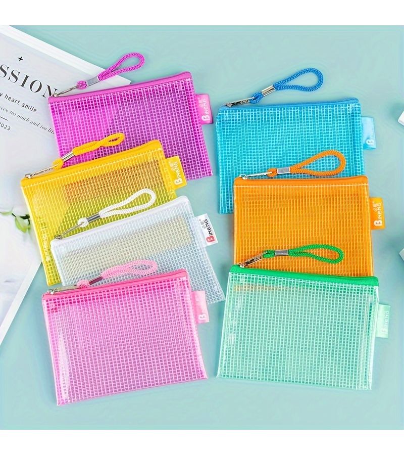 Green Mini Transparent PVC Pouch Coin Purse Card Holder Earphone Case Key Organizer Office File Storage Bag - Image 1