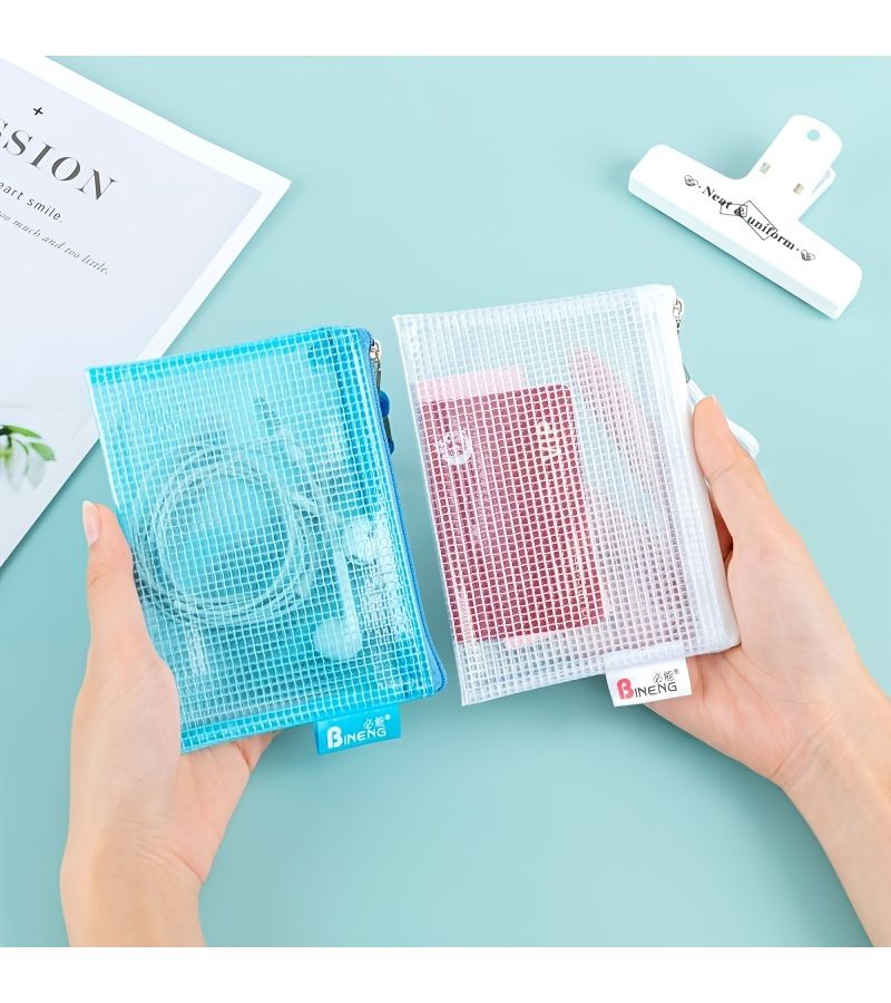 Green Mini Transparent PVC Pouch Coin Purse Card Holder Earphone Case Key Organizer Office File Storage Bag - Image 4