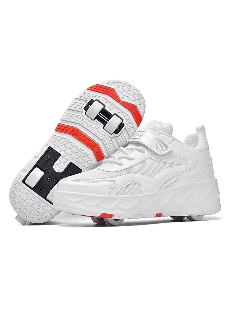 Generic Kids Roller Skates Shoes 4 Wheels Roller Shoes Boys Girls Wheel Shoes Roller Sneakers Shoes for Beginner More Balanced  - Image 1