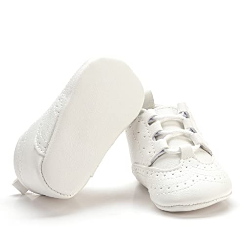Csfry أحذية عالية للرضع من Csfry للأولاد، أحذية رياضية PU بيضاء، 12-18 شهرًا - Image 4