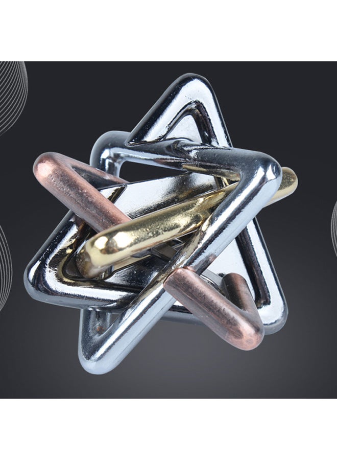 Zinc Alloy Magic Lock Nine-chain Educational Children's Intelligence Toy Unlocking Set Organs Kongming Lock Luban Lock-Color:Zinc Alloy 4-3  - Image 4
