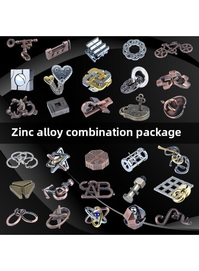 Zinc Alloy Magic Lock Nine-chain Educational Children's Intelligence Toy Unlocking Set Organs Kongming Lock Luban Lock-Color:Zinc Alloy 4-3  - Image 2