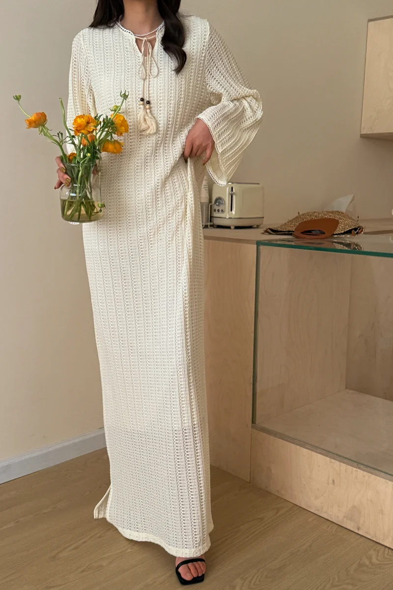 هاسال Maxi Dress with textured details