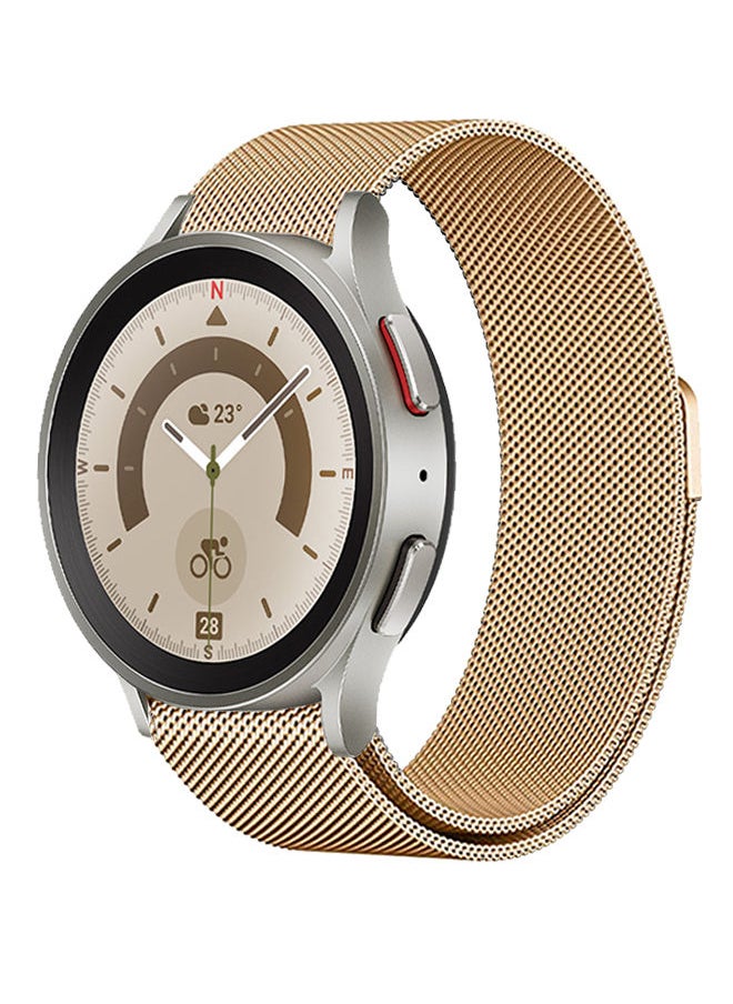 S-Color Metal Strap Compatible with Samsung Galaxy Watch 5 Pro 45mm Watch 5 40/44mm Stainless Steel Mesh Loop Replacement Strap with Magnetic Clasp for Women and Men Rose Gold  - Image 1