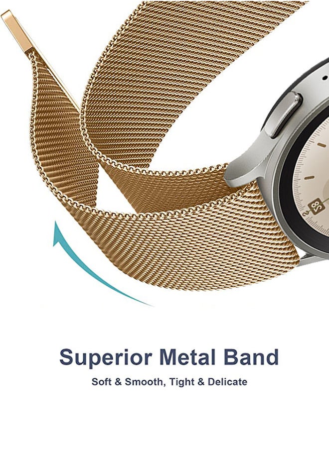 S-Color Metal Strap Compatible with Samsung Galaxy Watch 5 Pro 45mm Watch 5 40/44mm Stainless Steel Mesh Loop Replacement Strap with Magnetic Clasp for Women and Men Rose Gold  - Image 3
