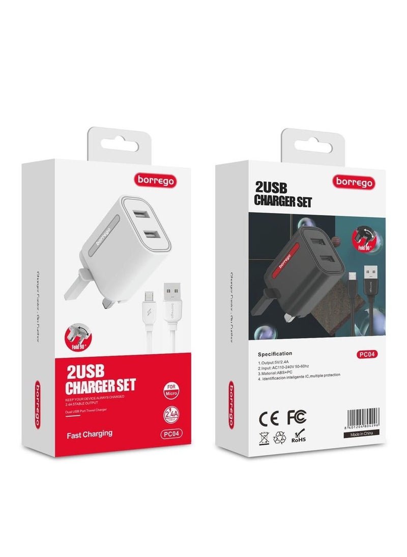 borrego PC04 Borrego Dual Port Super Fast Charging Charger With Type C Cable  - Image 2