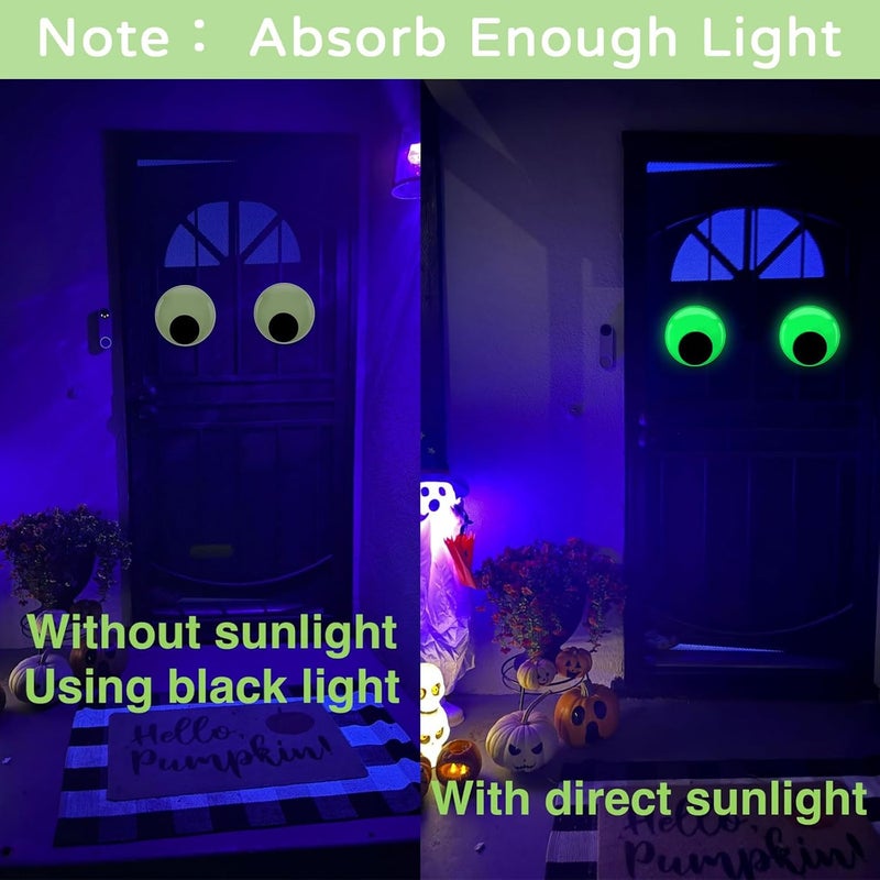 CCINEE 2 Pack Glow in The Dark Giant Googly Eyes, 7 Inches Large Luminous Wiggle Eyes for Halloween Outdoor Bushes Tree Crafts Decoration Self Adhesive Round Glowing Eyes for DIY Craft - Image 4