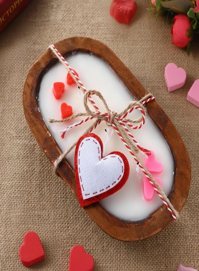 Siifert Valentine's Day Wooden Dough Bowl Candle Red Pink Hearts Candle 3 Wicks Scented with 100% Soy Wax, Holiday Decorations, Romantic Room Decor - Image 1