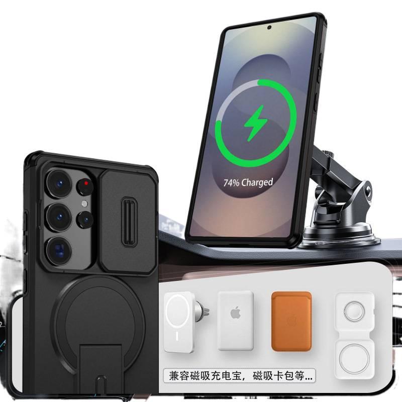 غطاء MagSafe بPC لـ Samsung Galaxy A26 مع مغناطيس قوي وحامل قائم مع مقاوم للصدمات مع حماية من السقوط باللون برتقالي مغناطيسي بوظيفة حامل سهل التخزين عملي للاستخدام المتكرر - Image 4