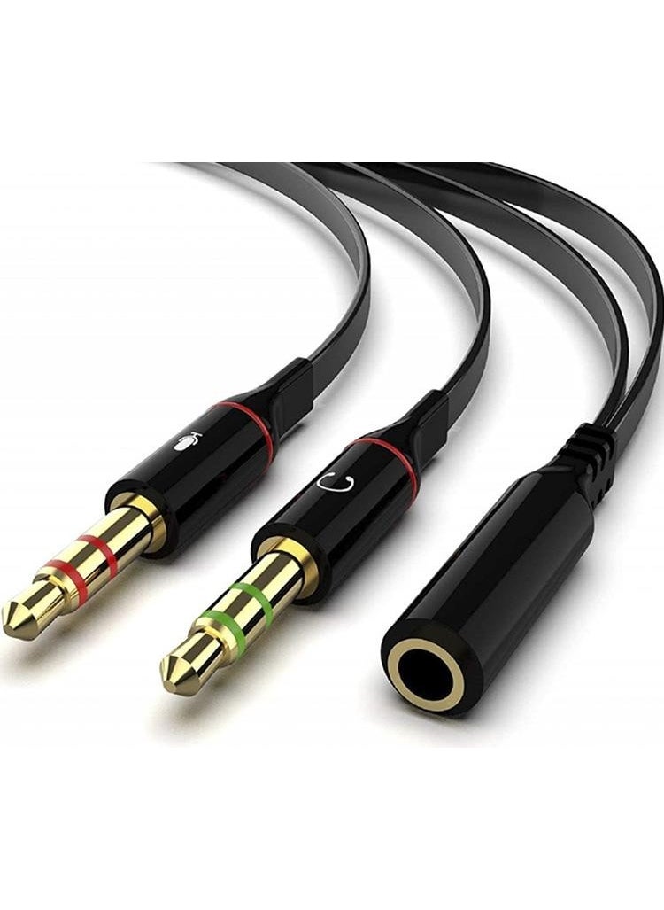 PrimeX Plus - PX-8005 Single Input Headphone to Computer Connection, Headphone and Microphone Splitter, 1 Female 2 Male 3.5mm Jack Microphone Headphone Splitter, Converter - Image 1