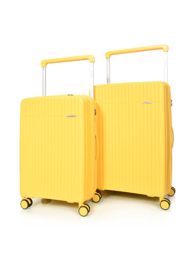 MORANO 3-Piece Polypropylene Luggage Set – Shatter-Resistant Hard Shell Suitcases (28”/24”/20”) – Yellow - Image 3