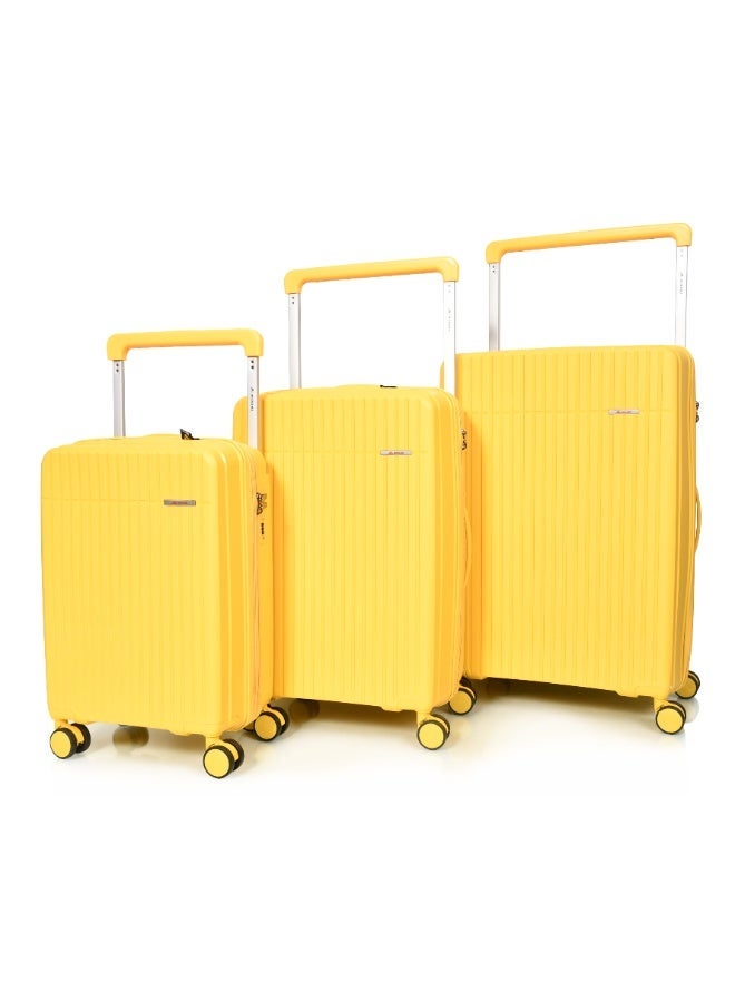 MORANO 3-Piece Polypropylene Luggage Set – Shatter-Resistant Hard Shell Suitcases (28”/24”/20”) – Yellow - Image 1