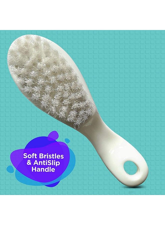 Luvlap طقم العناية بالأظافر للأطفال مكون من 4 قطع ومجموعة مشط وفرشاة أنيقة للأطفال بشعيرات ناعمة، طقم العناية للأطفال من سن 0 أشهر فما فوق، أبيض - Image 5