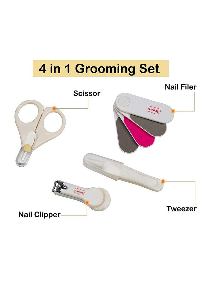 Luvlap طقم العناية بالأظافر للأطفال مكون من 4 قطع ومجموعة مشط وفرشاة أنيقة للأطفال بشعيرات ناعمة، طقم العناية للأطفال من سن 0 أشهر فما فوق، أبيض - Image 3