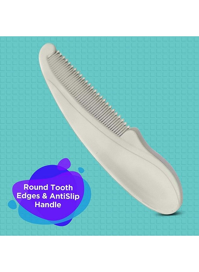 Luvlap طقم العناية بالأظافر للأطفال مكون من 4 قطع ومجموعة مشط وفرشاة أنيقة للأطفال بشعيرات ناعمة، طقم العناية للأطفال من سن 0 أشهر فما فوق، أبيض - Image 4