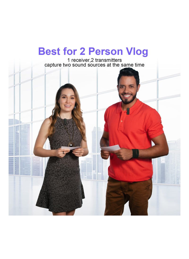 Wireless Lavalier Microphone for iPhone & iPad - 48H Battery Life, 2-in-1 Plug-and-Play Clip-On Mic with Charging Case for Interviews, Video Podcasts, and Vlogs.