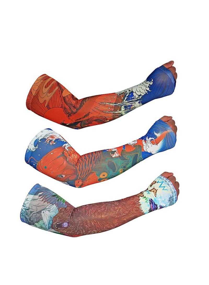 UV Protection Cooling Sleeves for Men and Women Multi-purpose Arm Cover for Gardening Cycling and Outdoor Activities 3 Sets - Image 1