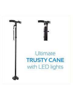 Generic Folding Walking Cane Night Light Quad Base for Old Man or Old Lady Made of Black Aluminum  - Image 2