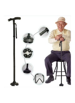 Generic Folding Walking Cane Night Light Quad Base for Old Man or Old Lady Made of Black Aluminum  - Image 5