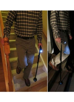Generic Folding Walking Cane Night Light Quad Base for Old Man or Old Lady Made of Black Aluminum  - Image 3