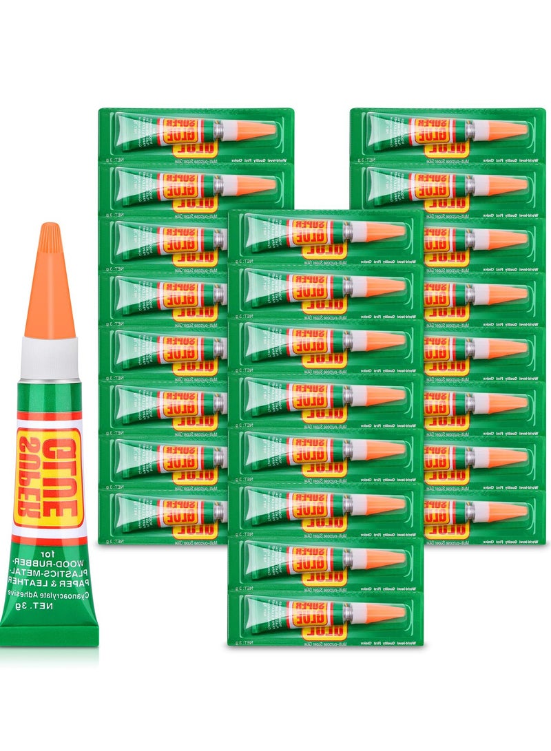 Excefore Super Glue Clear, 24 X 3g Strong Adhesive Superglue Crazy Fast Drying Cyanoacrylate Glue Tubes with Cap for Shoe Repair, Plastic, Rhinestone Jewelry, Metal, DIY Crafts, Waterproof And Individual - Image 1