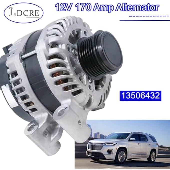 LDCRE 12V 170 Amp Alternator 13506432 Compatible with Chevrolet Traverse 2019-2022 V6 3.6L and Buick Enclave 2018-2022 V6 3.6L OEM Replacement - Image 2