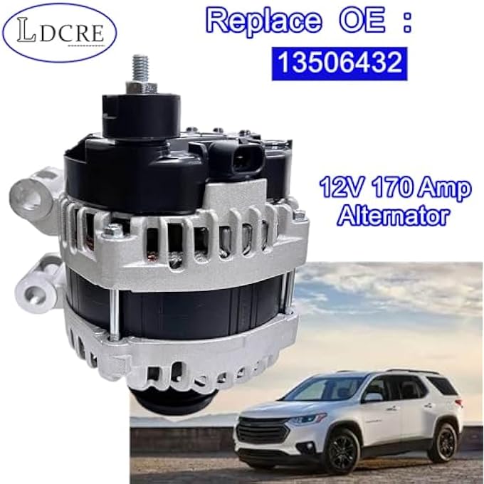 LDCRE 12V 170 Amp Alternator 13506432 Compatible with Chevrolet Traverse 2019-2022 V6 3.6L and Buick Enclave 2018-2022 V6 3.6L OEM Replacement - Image 3