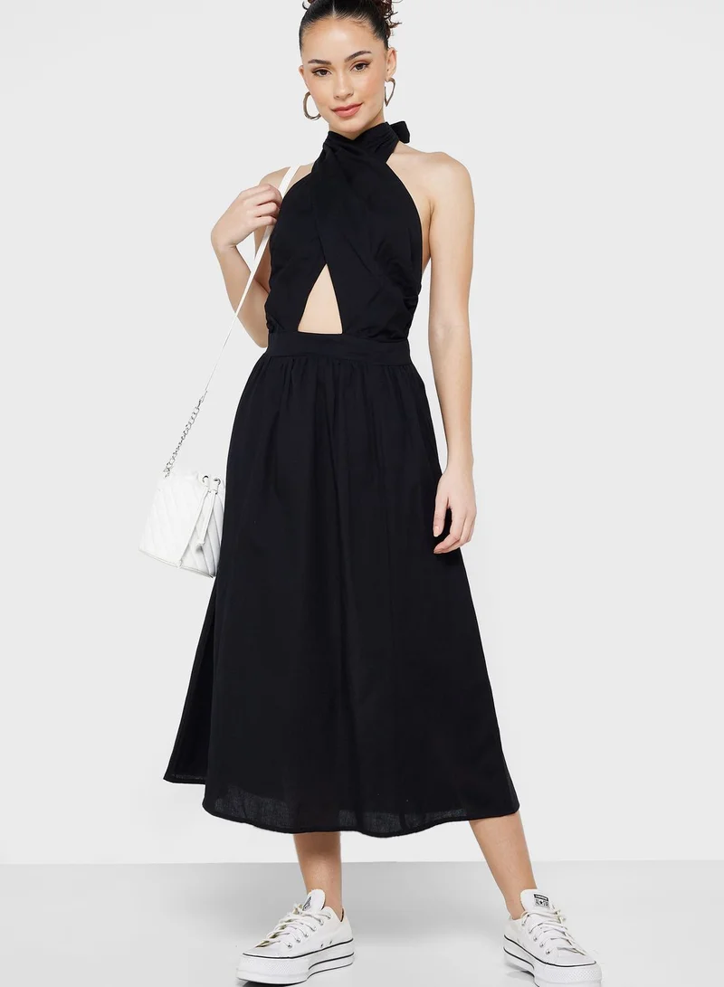River Island Petite Halter Neck Cut Out Dress