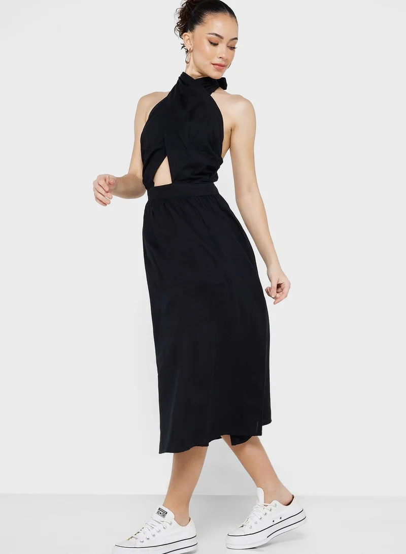 River Island Petite Halter Neck Cut Out Dress