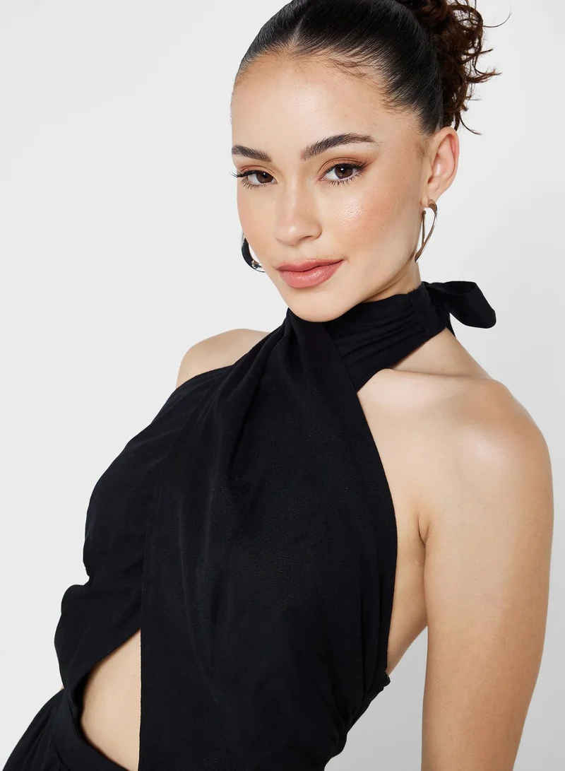 River Island Petite Halter Neck Cut Out Dress