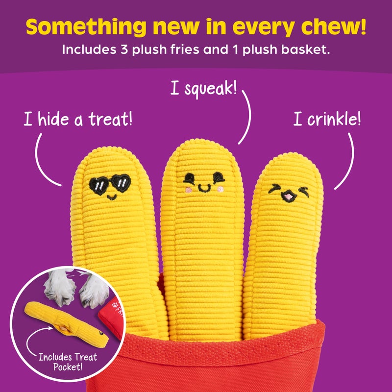 WHAT DO YOU MEME? Emotional Support Pet Fries by Relatable, Cuddly Dog Toys and Puppy Essentials, Great Gift Ideas for Your Furry Friend, Includes 3 Toys - Image 2