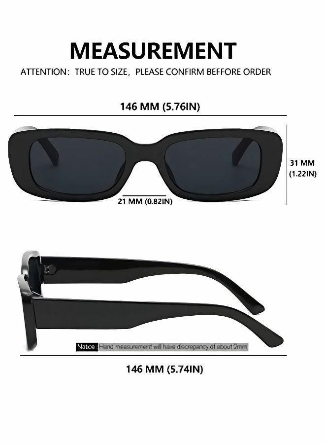 Retro Rectangle Sunglass Women and Men Vintage Small Square Sun Glasses Protection Glasse Driving 90’s Fashion Narrow Frame UV400(1Black 1Yellow) - Image 2