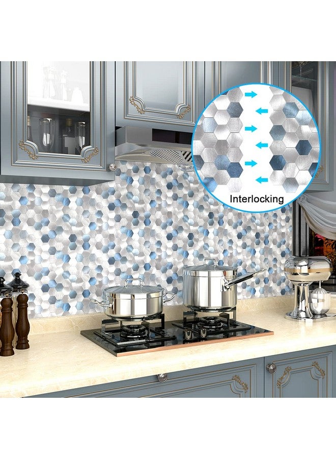 Benice BeNice Peel and Stick Backsplash for Kitchen Hexagon Tiles,Adhesive Backsplash for Kitchen Adhesive Wall Tiles Peel and Stick Metal Tile 3D Tile Stickers 10pcs Blue  - Image 3