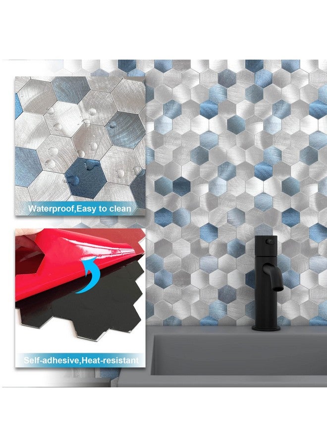 Benice BeNice Peel and Stick Backsplash for Kitchen Hexagon Tiles,Adhesive Backsplash for Kitchen Adhesive Wall Tiles Peel and Stick Metal Tile 3D Tile Stickers 10pcs Blue  - Image 5