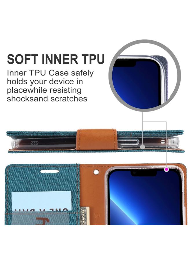 GOOSPERY Case For iPhone 14 Pro CANVAS DIARY Canvas Texture Flip Leather Phone Case  - Image 5