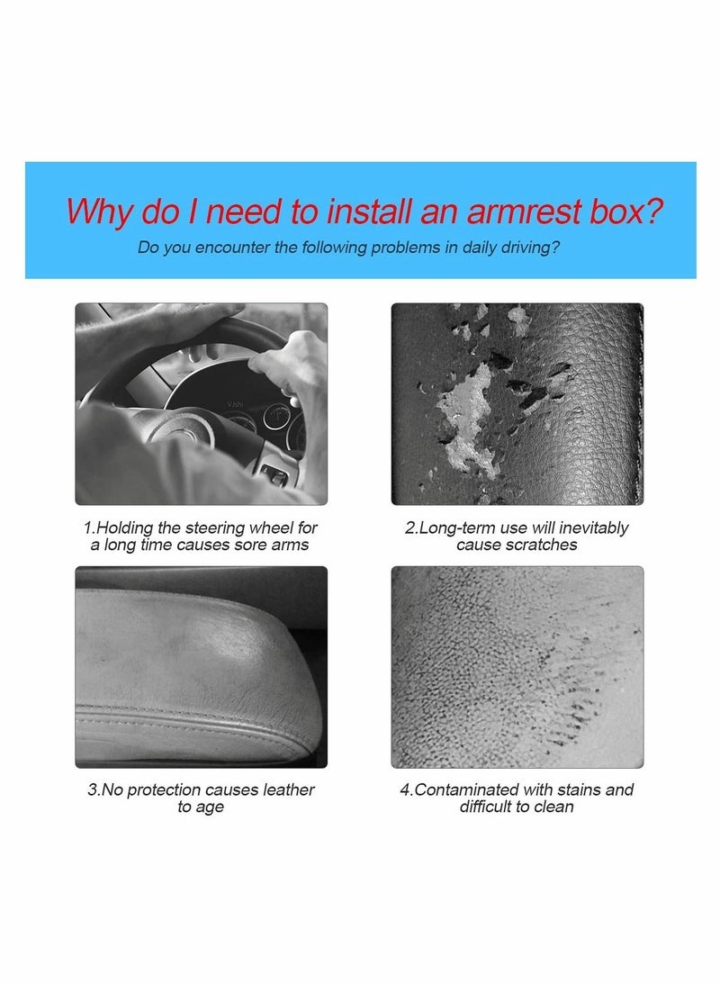 KASTWAVE Car Leather Center Console Cushion Pad, Waterproof Armrest Seat Box Cover Fit for Cars, Vehicles, Comfort, Interior Protection Accessories (Black, 11.4"x7.4") - Image 5