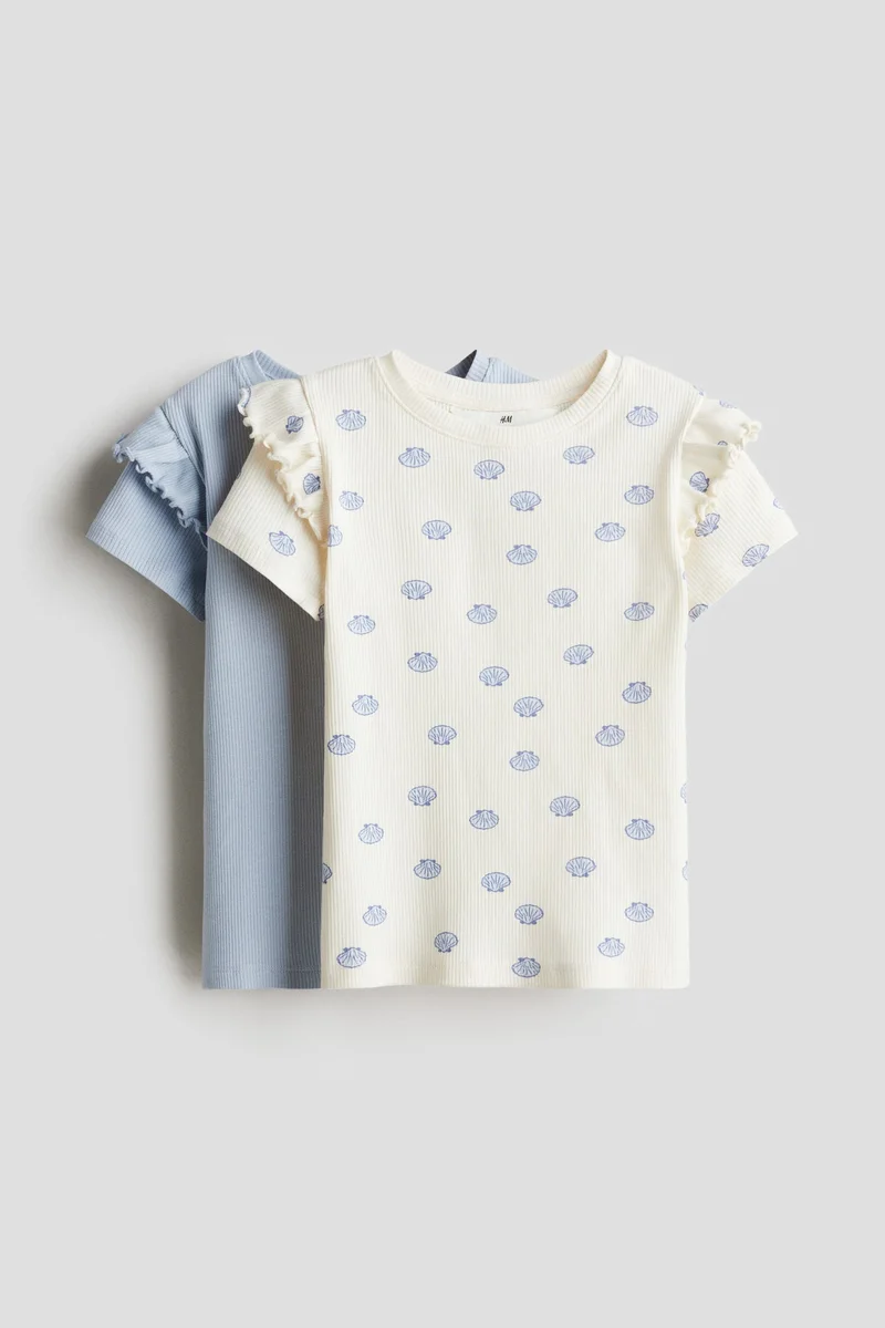 H&M 2-pack frill-trimmed cotton tops