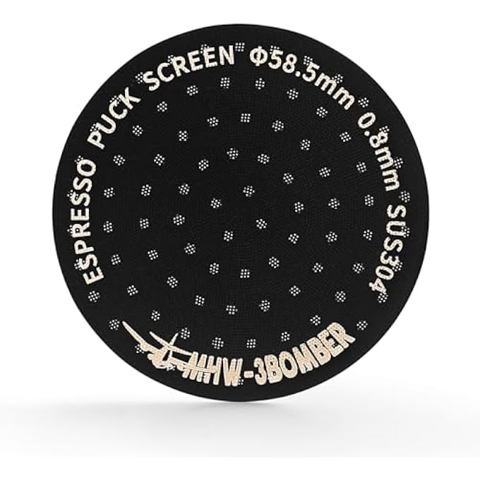 MHW-3BOMBER 585Mm Espresso Puck Screen Metal Espresso Filter Reusable Coffee Filters For 58Mm Portafilter Basket 08Mm Thickness Titanium Coating Black Fg5588Os