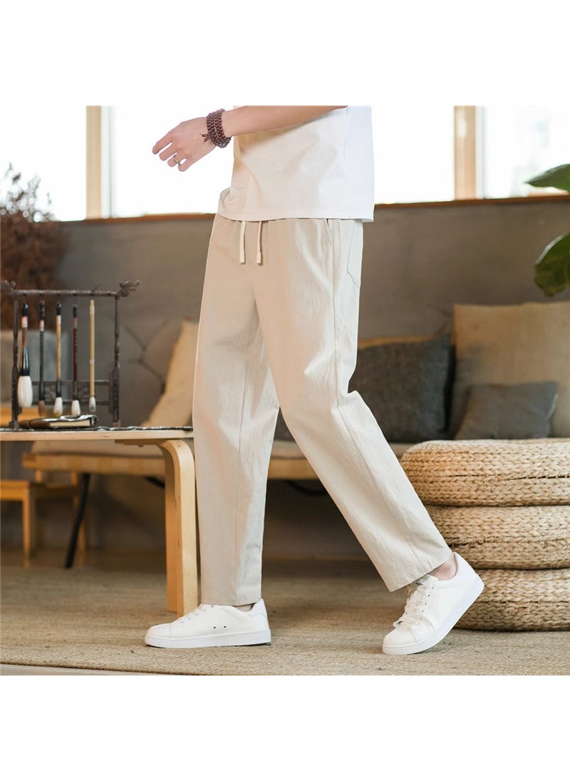 Generic - Mens Summer Linen Pants Casual Straight-Leg Chinese Style khaki - Image 1
