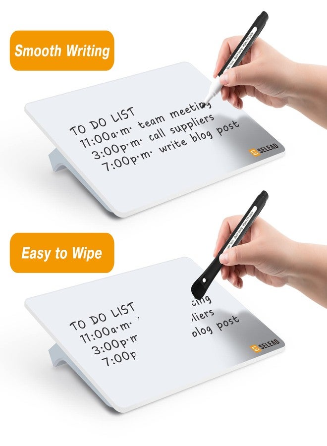 SELEAD Small Dry Erase White Board - 8"x6" Handheld Desktop Glass Clipboard with Pen Holder, Memo Note Whiteboard for Home Office, Reusable Tabletop Writing Teaching Pad - Image 3