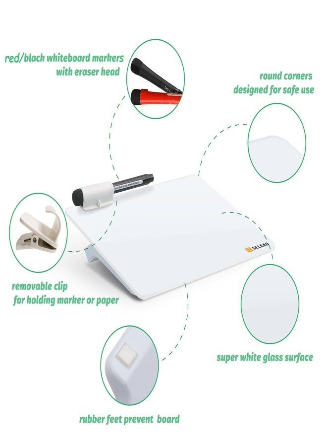 SELEAD Small Dry Erase White Board - 8"x6" Handheld Desktop Glass Clipboard with Pen Holder, Memo Note Whiteboard for Home Office, Reusable Tabletop Writing Teaching Pad - Image 4