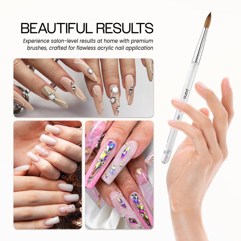 PANA Pure Kolinsky Hair Nail Brush - Round Clear Acrylic Handle (Size 10) - Nail Brush for Nail Application, Nail Extension, Manicure Pedicure Salon Beginner and Professional - Image 4