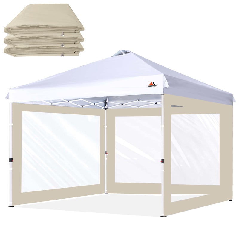 SCOCANOPY Clear Window Sidewall for 10x10 Canopy Frame, 3 Pack Sunwalls Only,(Beige) - Image 1