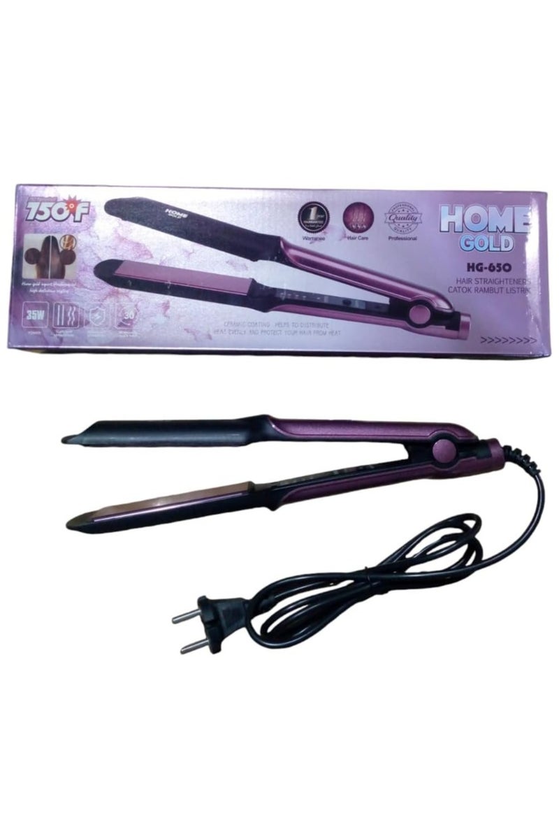 Home Gold Hair Straightener, Salon Quality Styling with 750°F Heat, Ideal for Curly and Straight Hair, 30 Second Fast Heat-up, 360° Swivel Cord, 35 Watts, HG-650 - Image 3