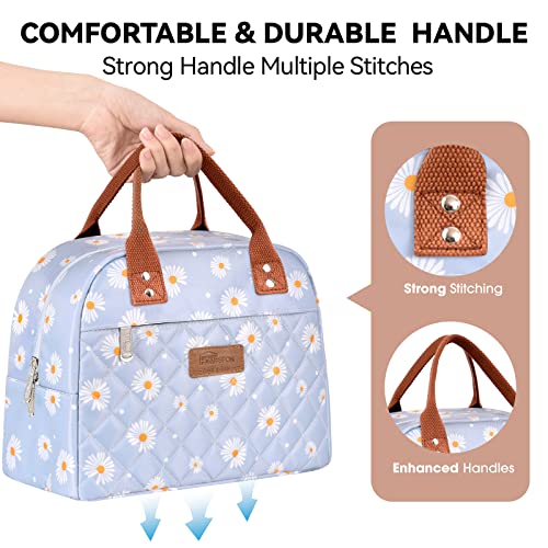 HOMESPON Insulated Lunch Bag for Women Men Adults Lunch Tote with Front Pocket Lunch Box Container Cooler Bag for Work Picnic (Blue Daisy) - Image 3