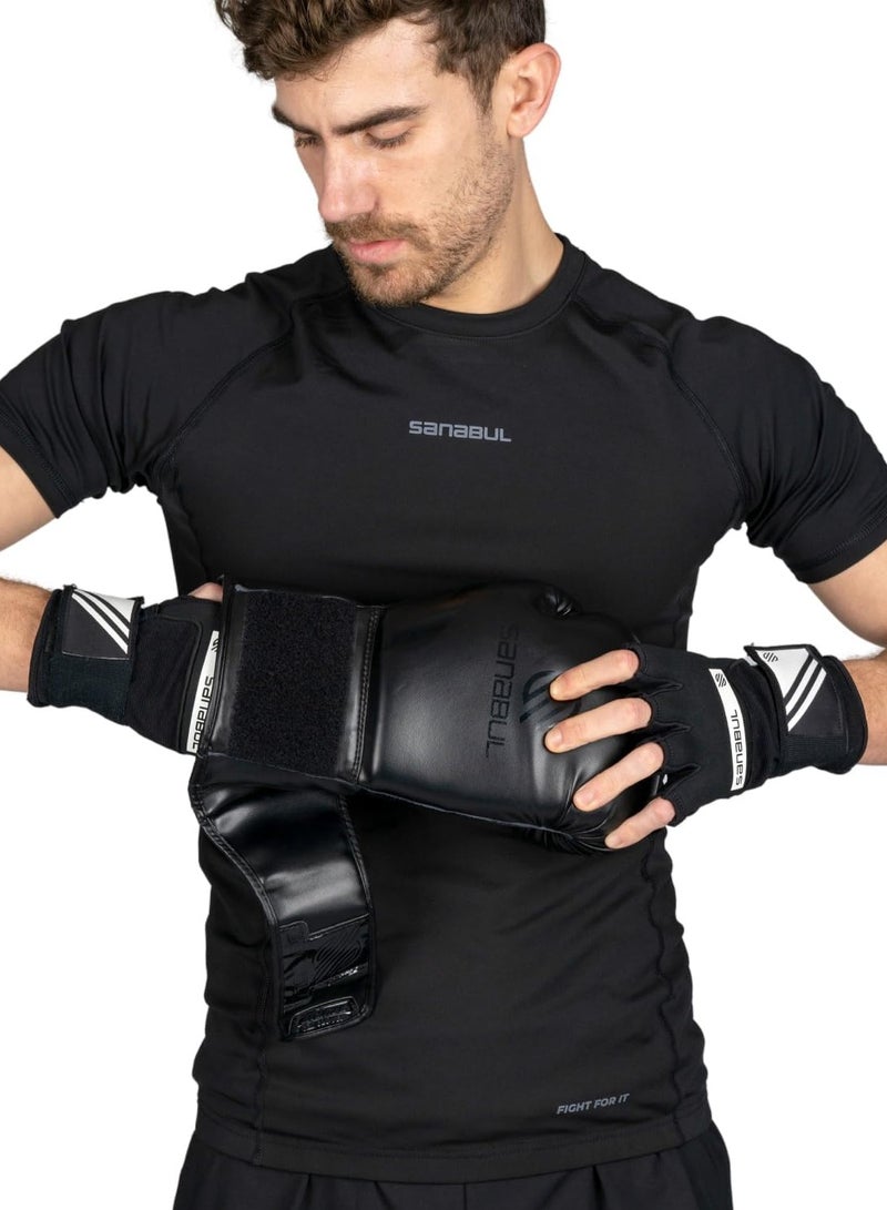 Sanabul  Gel Hand Wraps for Boxing Gloves | MMA Muay Thai Kick Boxing Quick Wraps for Men & Women | Inner Boxing Hand Wrap for Gloves | Padded Knuckle Wrist Wrap (Black/White)- Large - Image 4