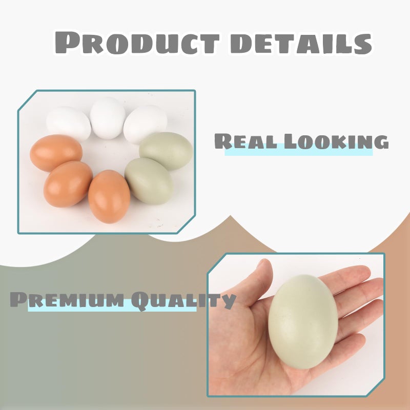 POPLAY 15PCS Wooden Fake Eggs 3 Colors Wooden Chicken Eggs Faux Eggs for DIY Crafts Egg Painting Chicken Coop - Image 3